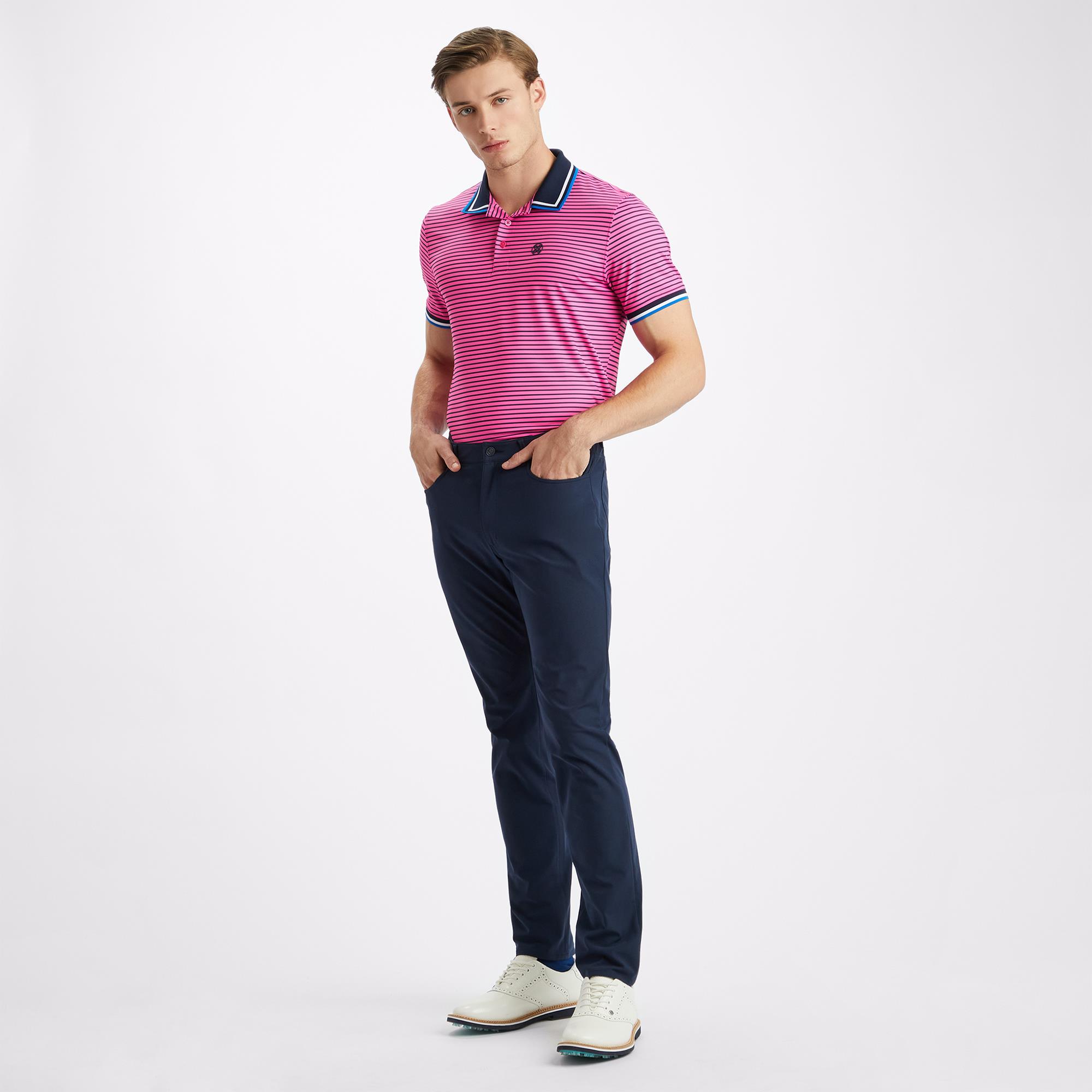 G/FORE Skull & T's 3D Tech Jersey Mens Golf Polo Shirt Day Glo Pink